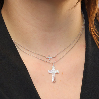 0.06 ctw Diamond Cross Necklace