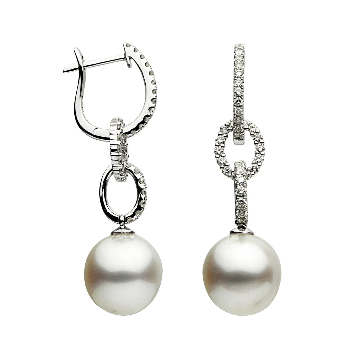 Pearl & Diamond Drop Earrings