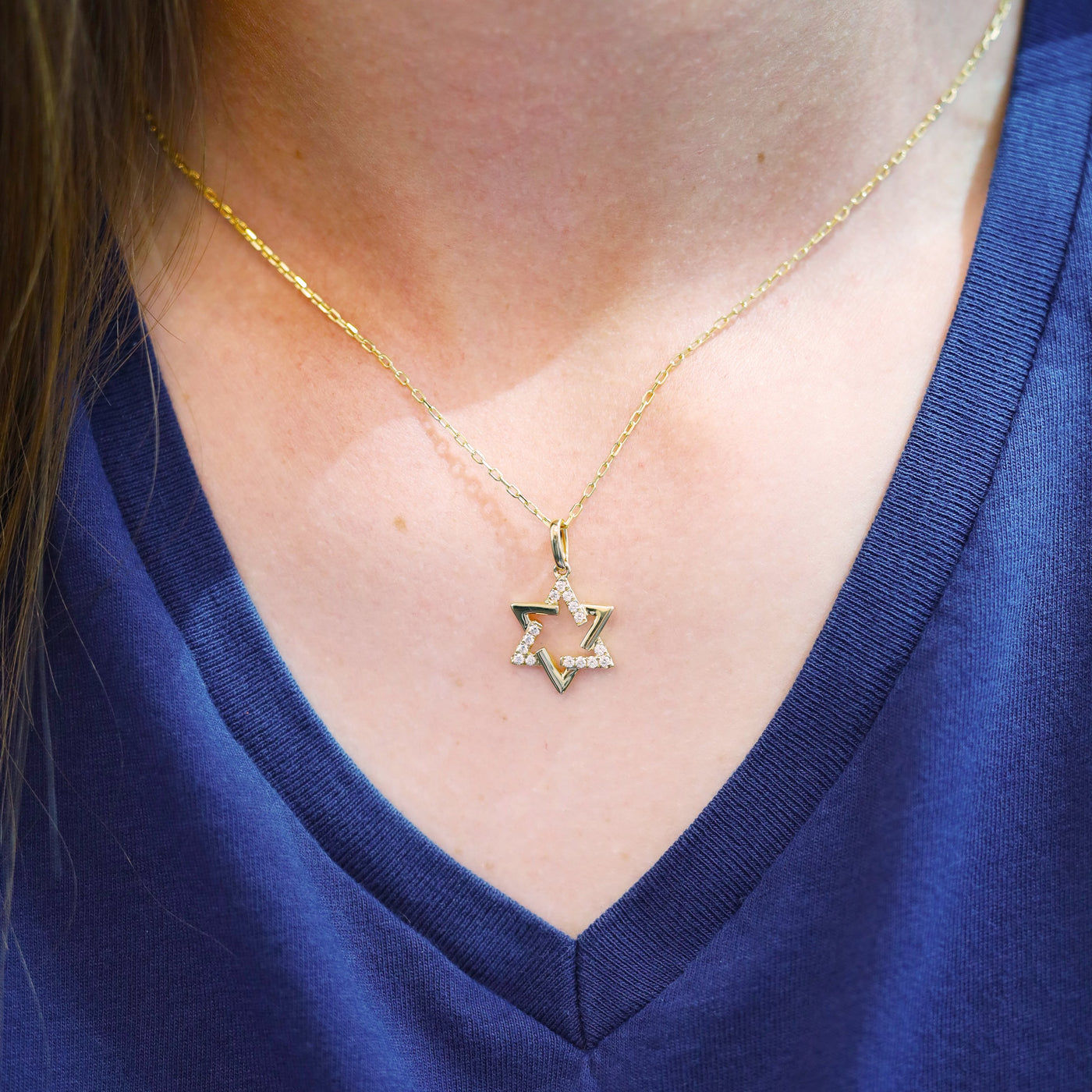 0.16ctw DIamond Star of David Pendant Necklace