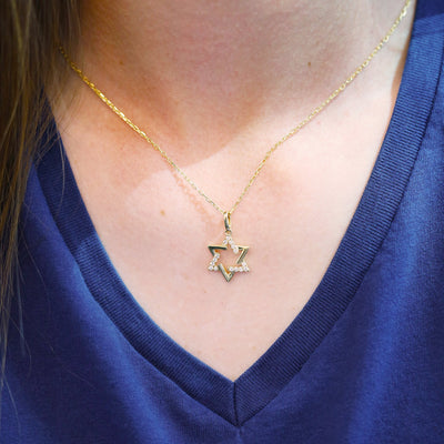 0.16ctw DIamond Star of David Pendant Necklace