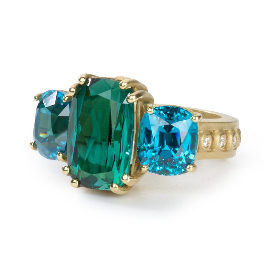 Tourmaline, Zircon & Diamond Ring