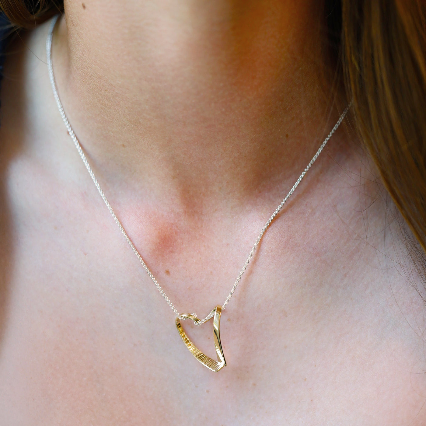 "Cherish" Heart Gold & Silver Necklace