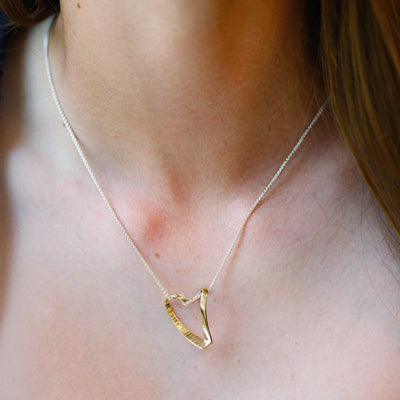 "Cherish" Heart Gold & Silver Necklace