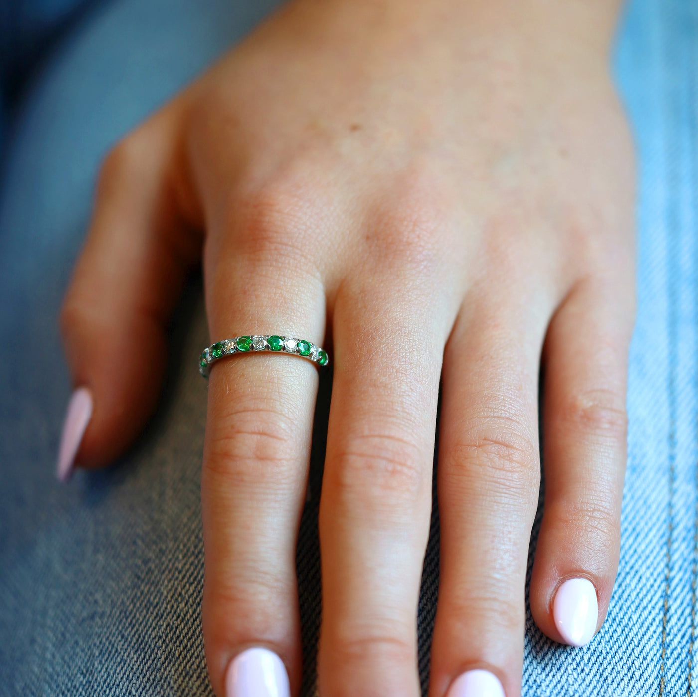 Tsavorite & Diamond Band