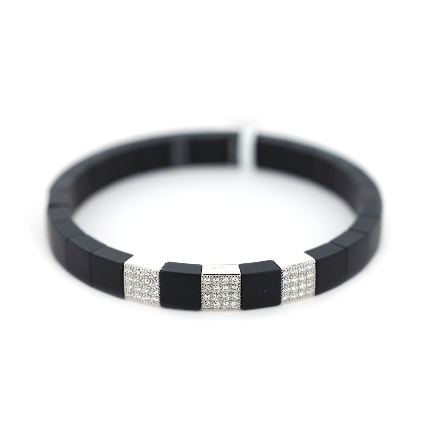 0.42ctw Diamond Ceramic Stretch Bracelet