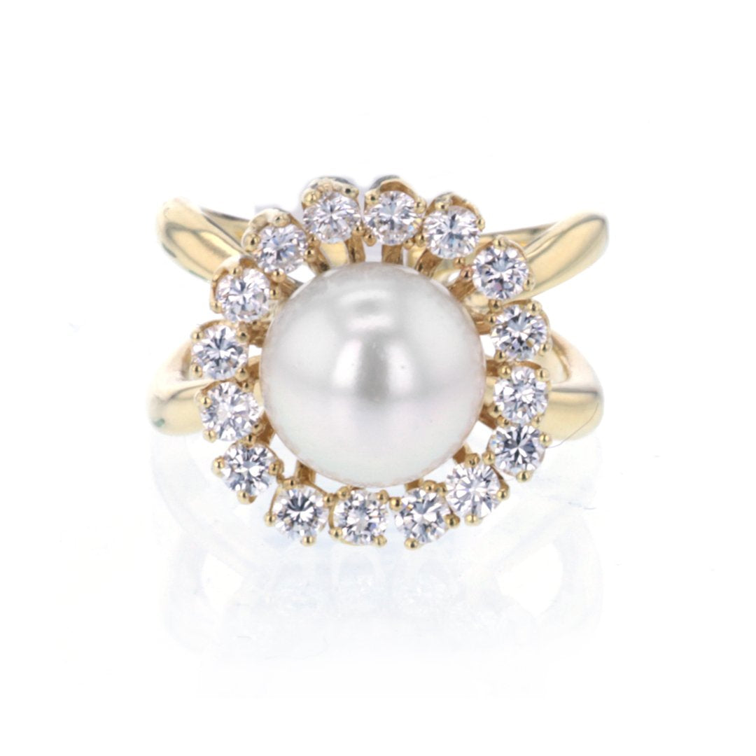 Pearl & Diamond Halo Ring