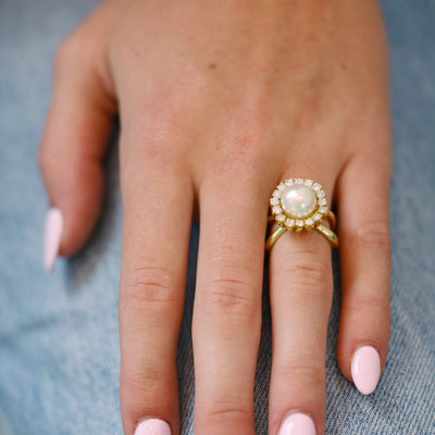 Pearl & Diamond Halo Ring