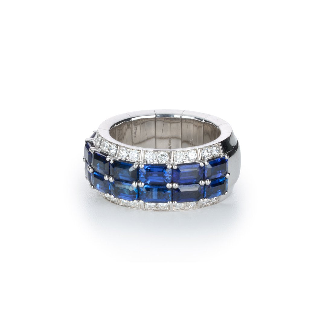 Blue Sapphire & Diamond Band
