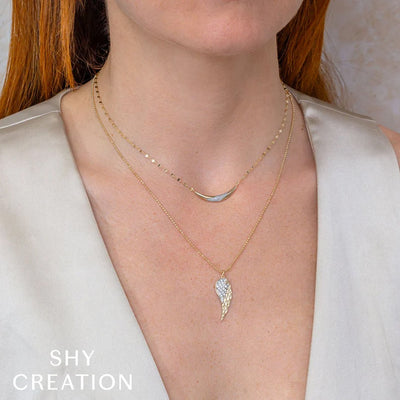 0.21ctw Diamond Angel Wing Pendant Necklace