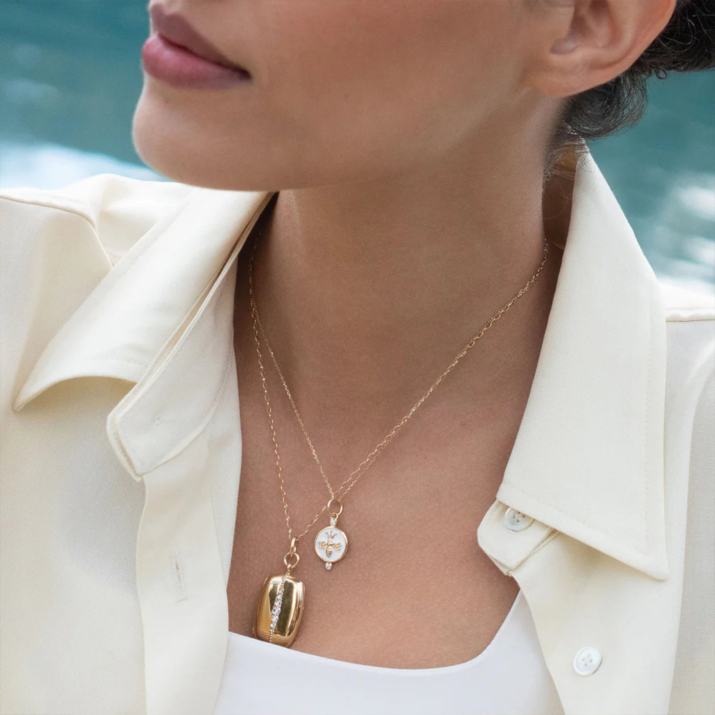 0.21 ctw Diamond Rectangle Locket Necklace