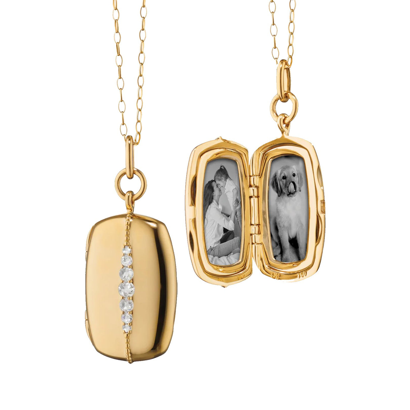 0.21 ctw Diamond Rectangle Locket Necklace