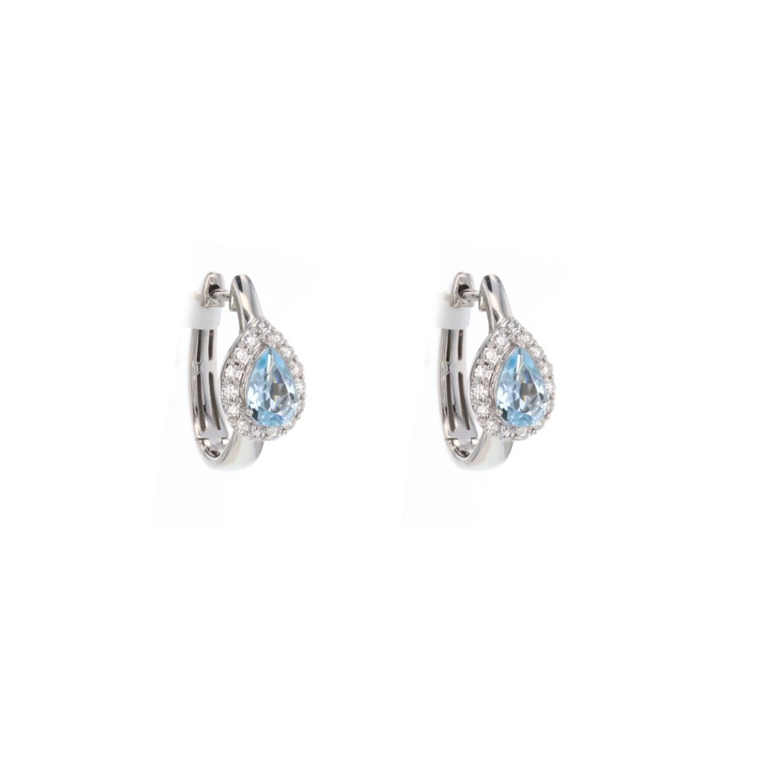 Aquamarine & Diamond Huggie Earrings