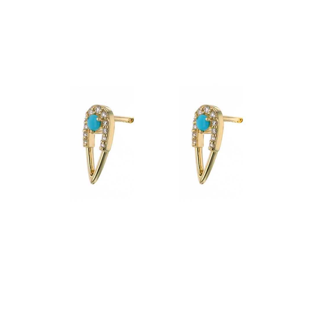Turquoise & Diamond Peacock Stud Earrings