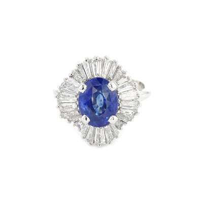 Blue Sapphire & Diamond Ballerina Ring