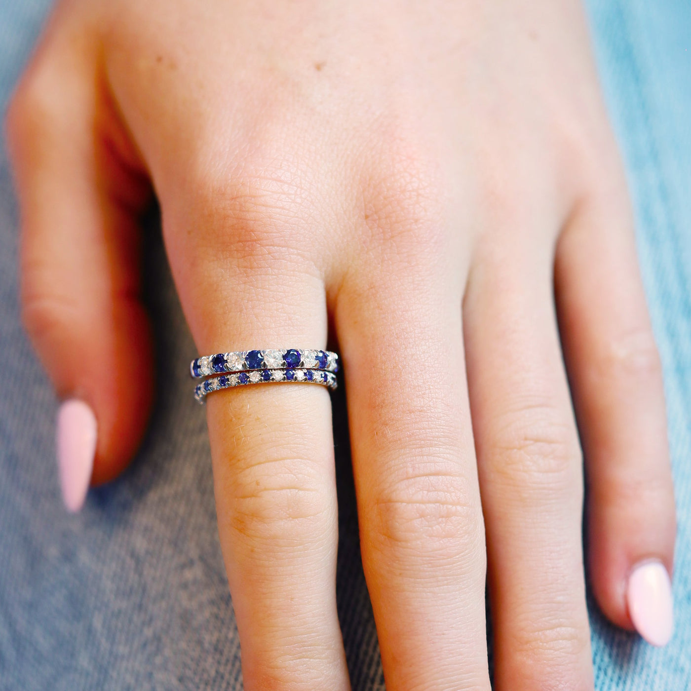 Blue Sapphire & Diamond Band