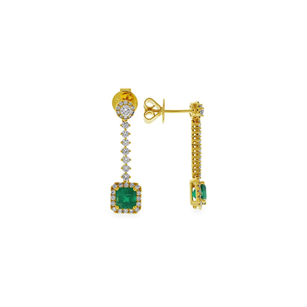 Emerald & Diamond Drop Earrings