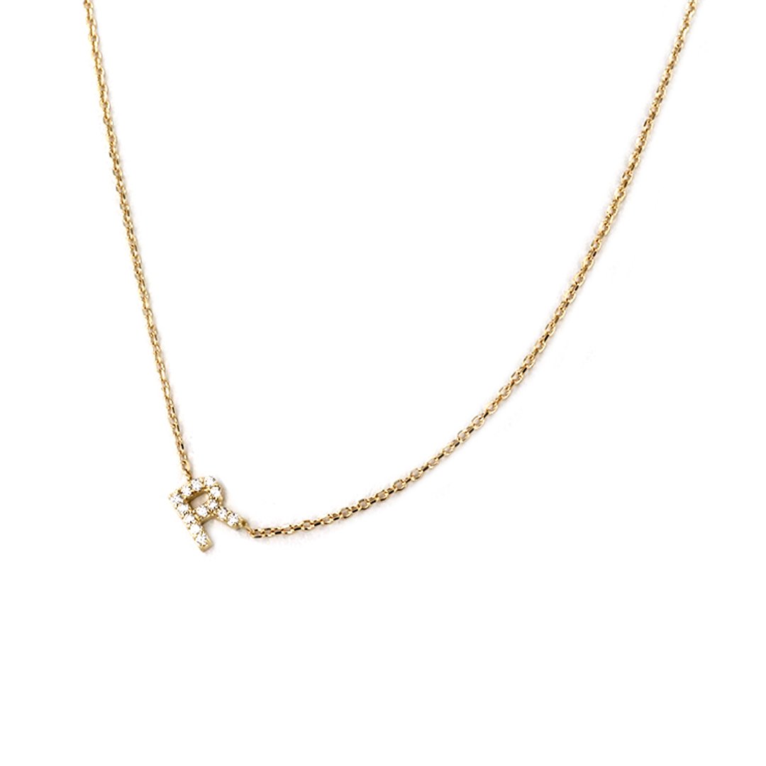 16" 0.05 ctw Diamond Letter "R" Necklace