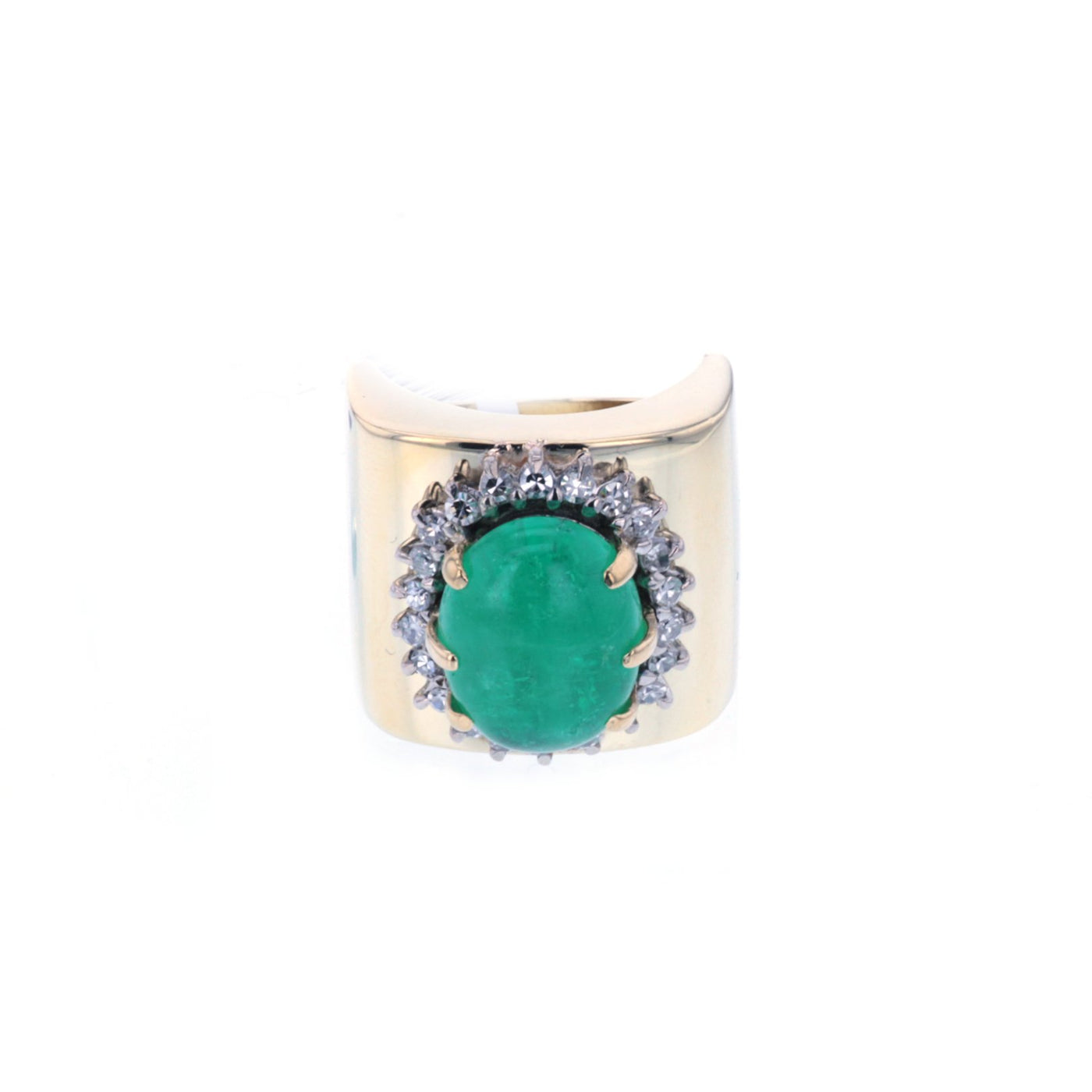 Cabochon Emerald & Diamond Ring