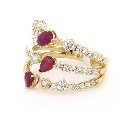 3 Row Ruby & Diamond Ring
