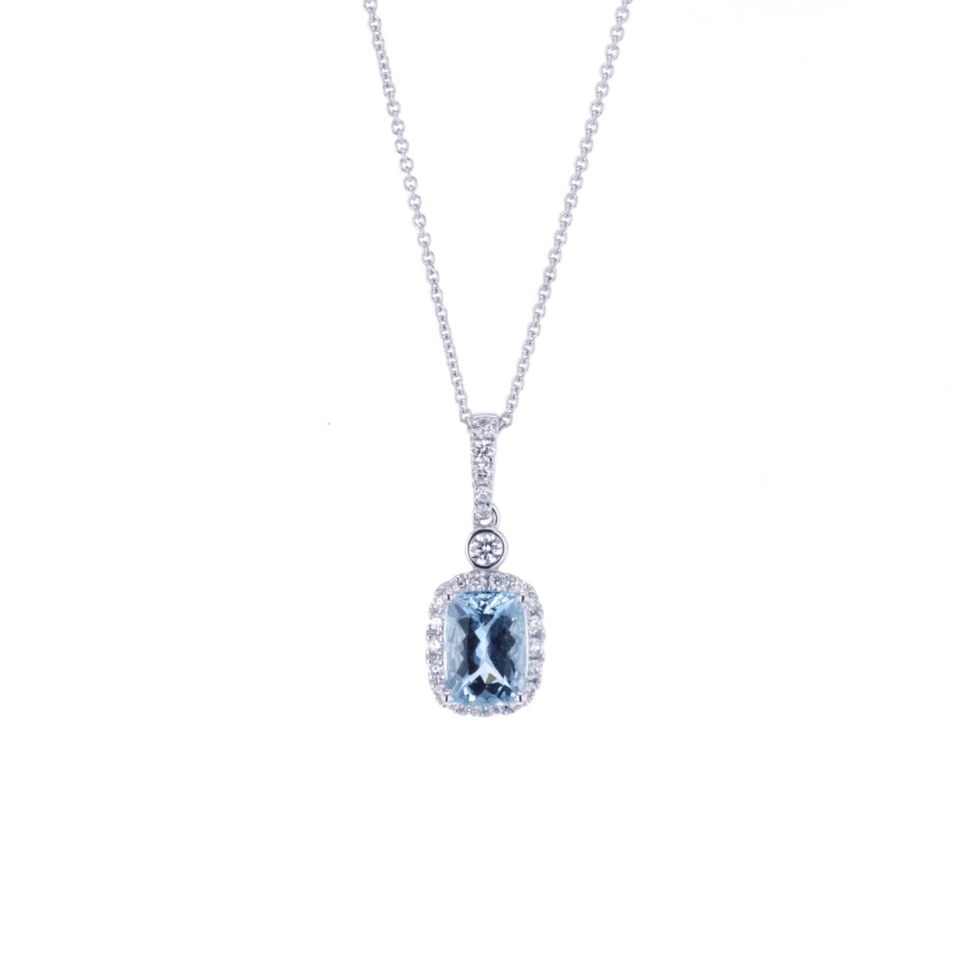 Aquamarine & Diamond Pendant Necklace