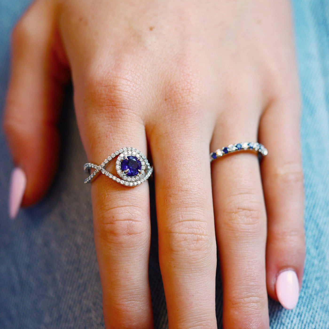 Blue Sapphire & Diamond Ring