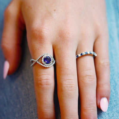 Blue Sapphire & Diamond Ring