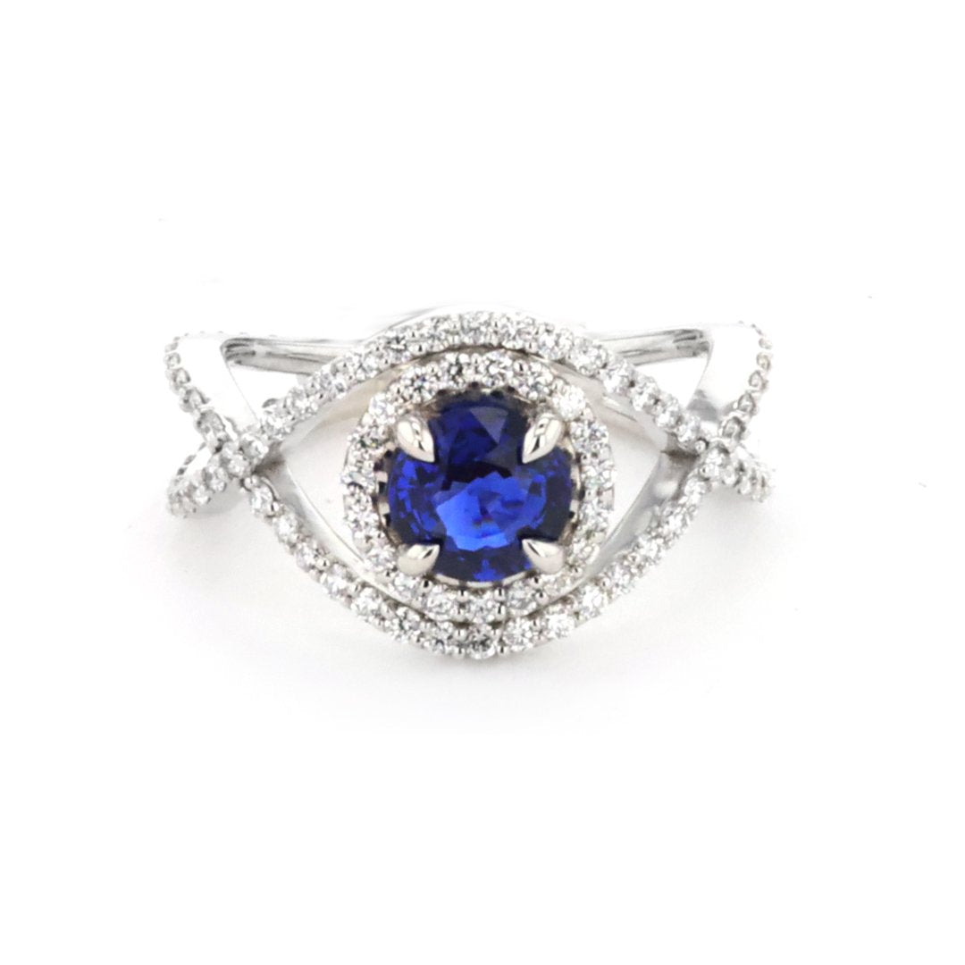 Blue Sapphire & Diamond Ring