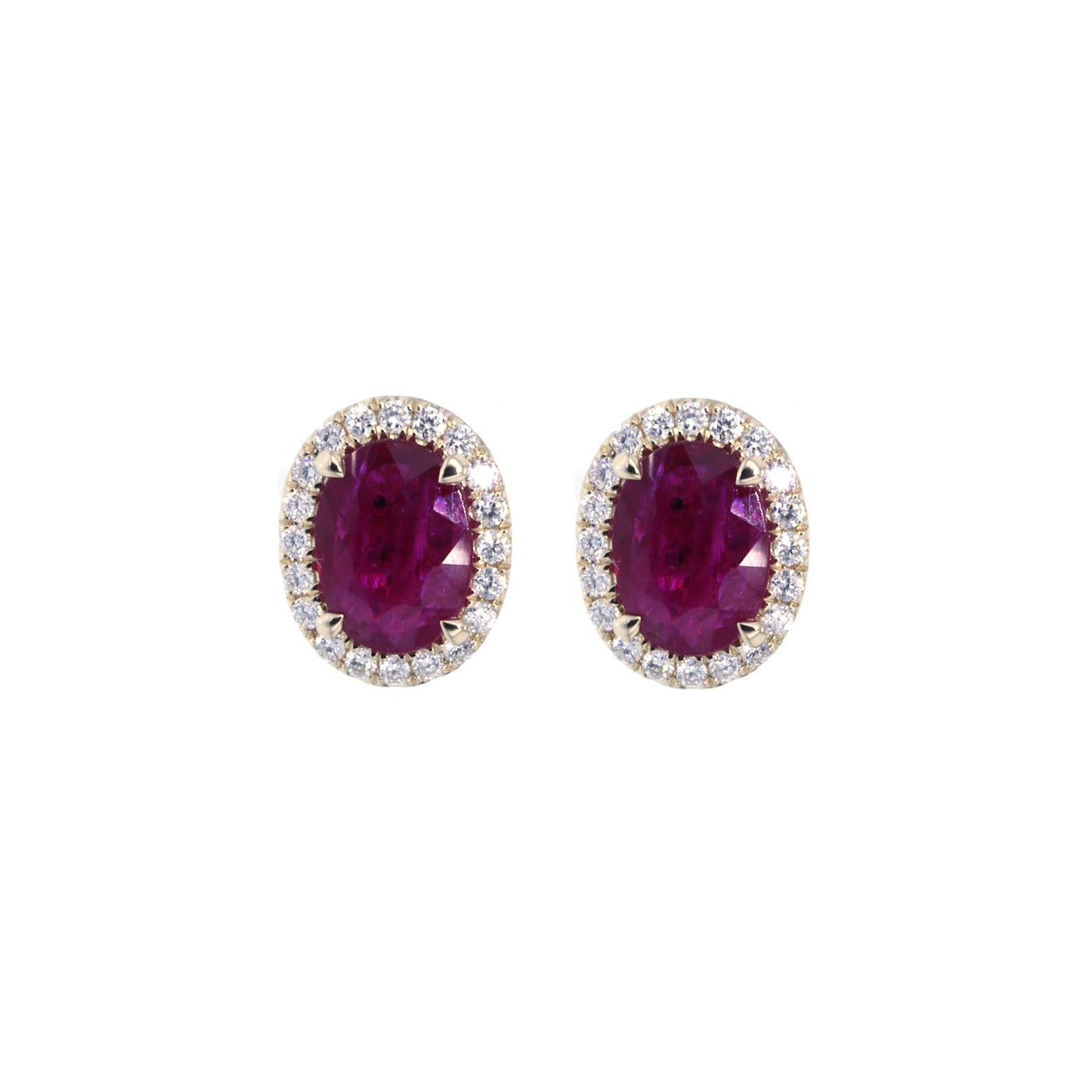 Ruby & Diamond Halo Stud Earrings