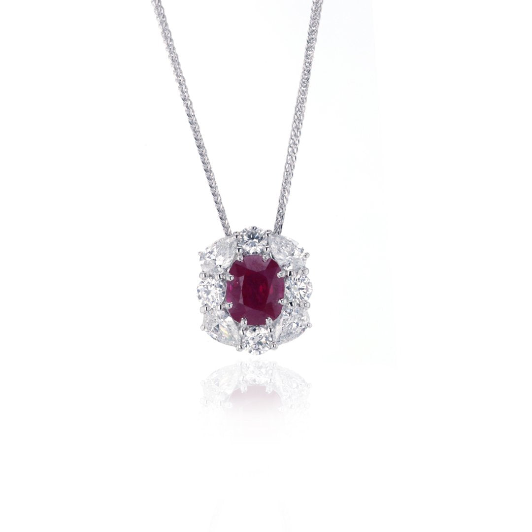 Ruby & Diamond Pendant Necklace