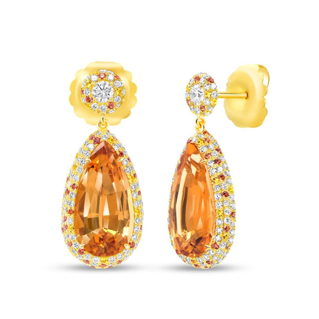 Topaz, Sapphire & Diamond Drop Earrings