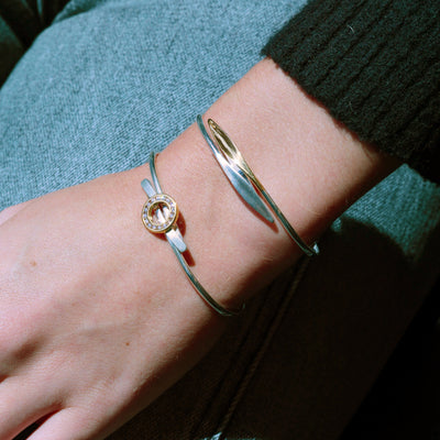 Diamond "Timeless" Bangle Silver Bracelet