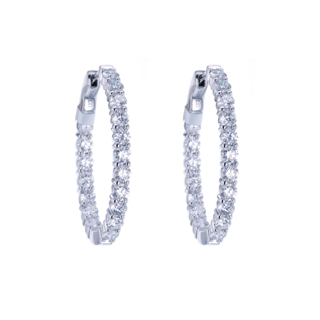 3.75 ctw Lab Grown Diamond 1" Oval Inside-Out Hoop Earrings