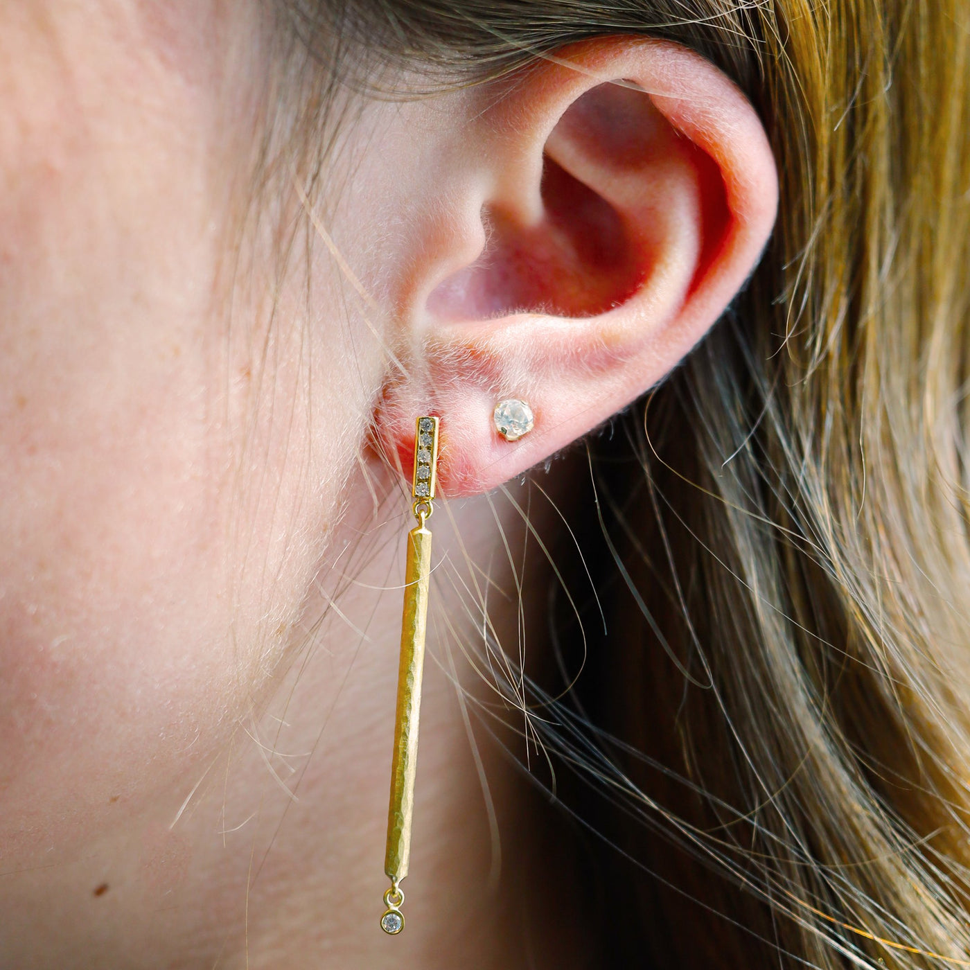 0.16 ctw Diamond Long Bar Earrings