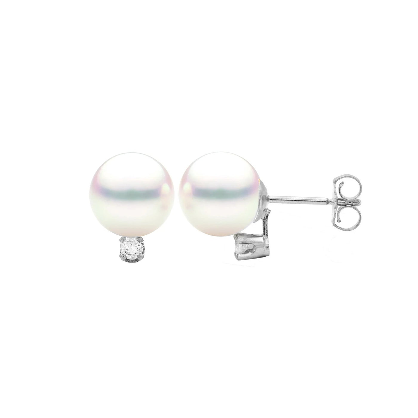 Pearl & Diamond Stud Earrings