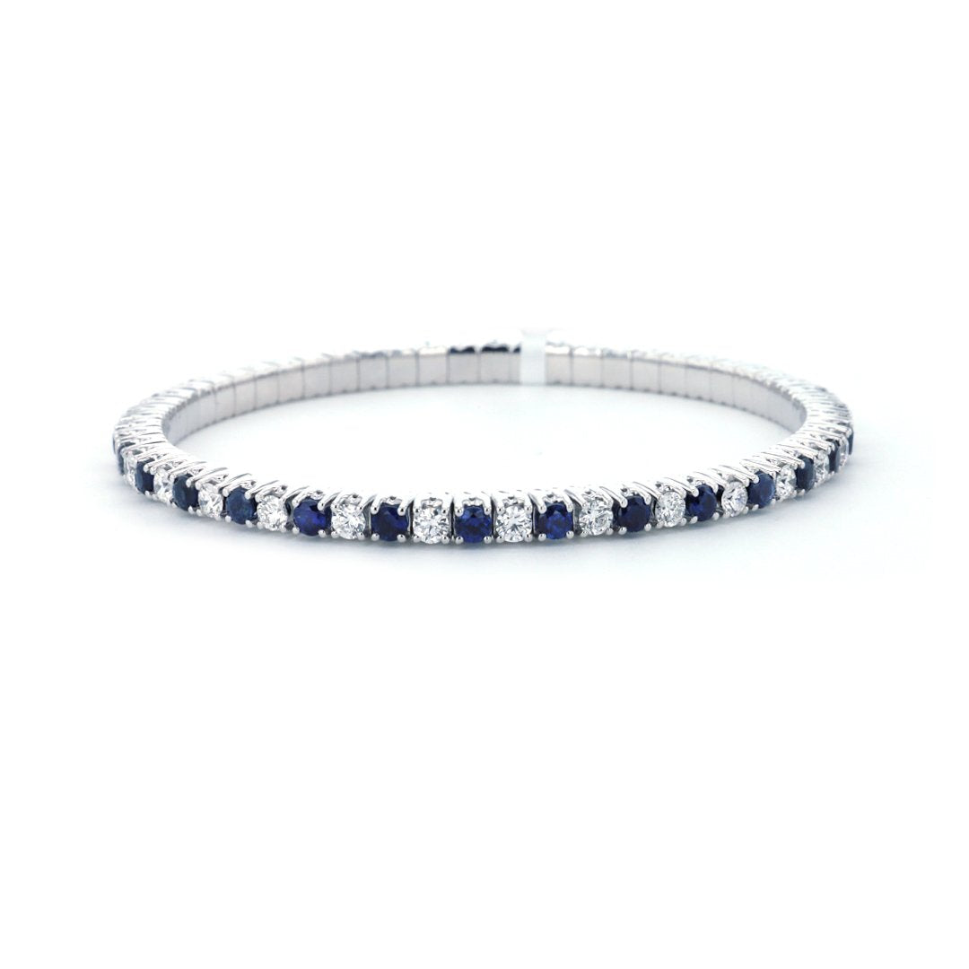 Blue Sapphire & Diamond Stretch Bracelet