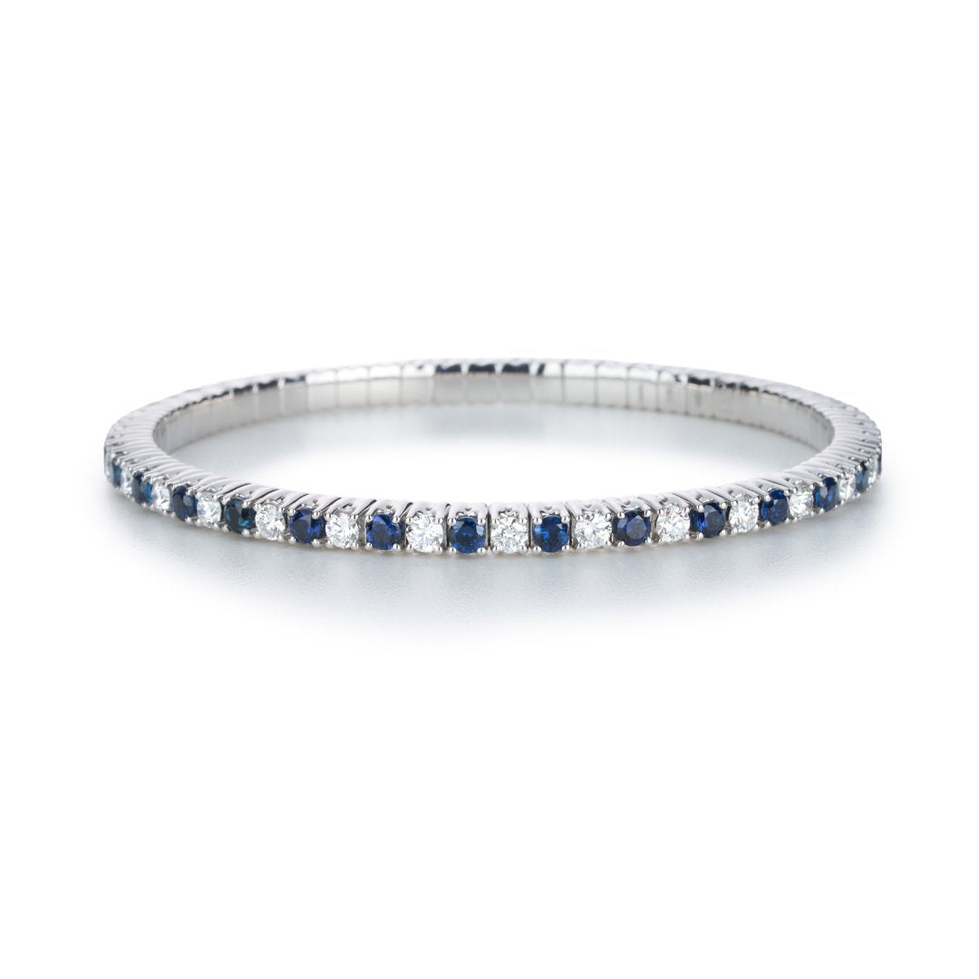Blue Sapphire & Diamond Stretch Bracelet