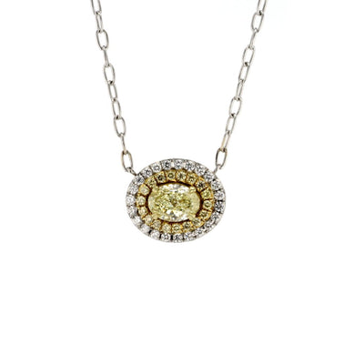 Yellow Diamond & White Diamond Oval Necklace