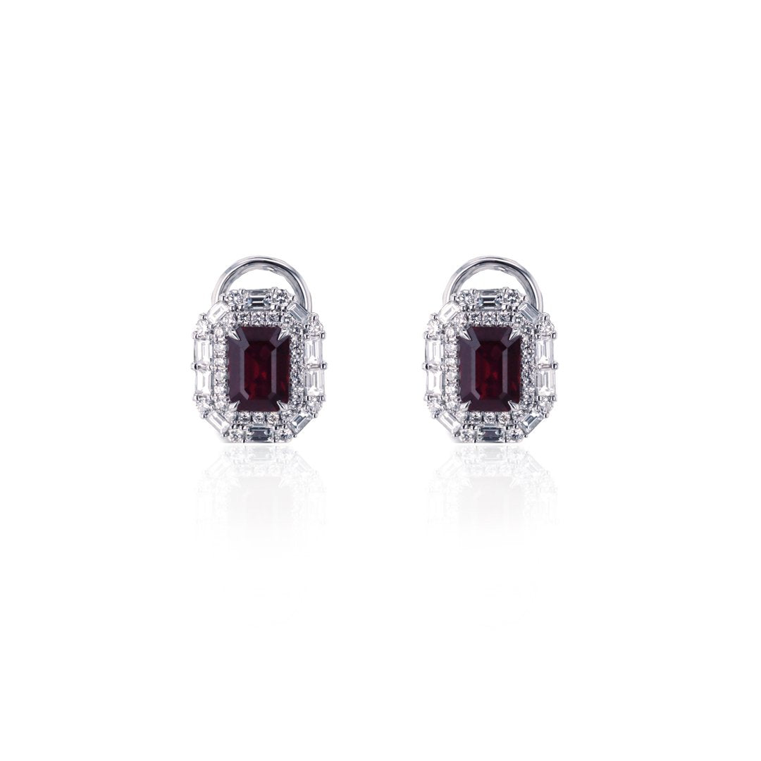 Ruby & Diamond Halo Earrings