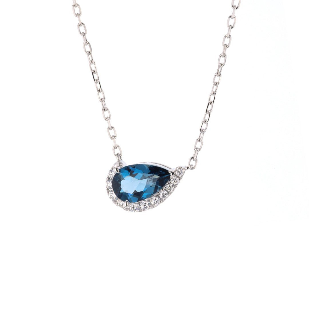 Blue Topaz & Diamond Cradle Necklace