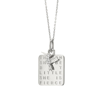 Sapphire Silver Square Fierce Charm