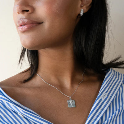 Sapphire Silver Square Fierce Charm