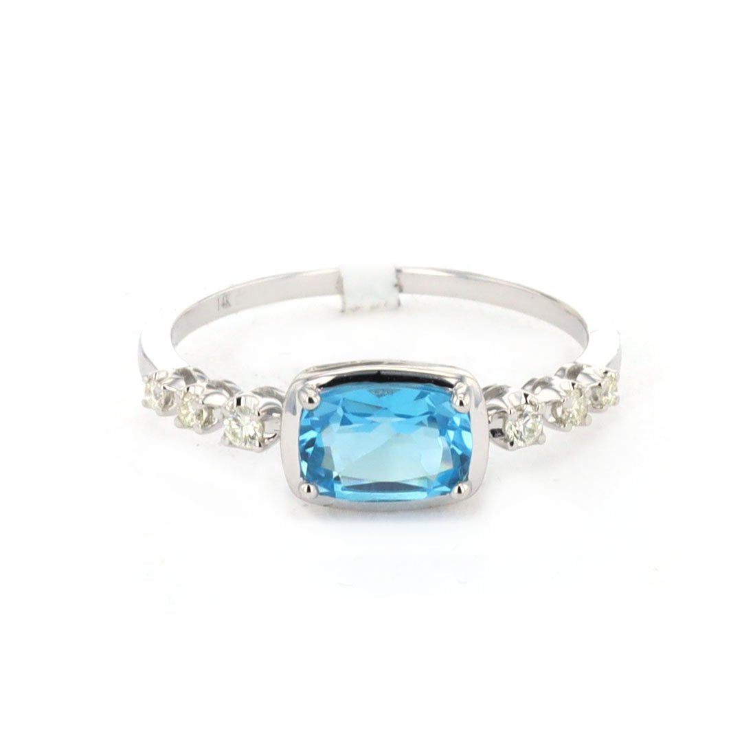 Blue Topaz & Diamond Ring