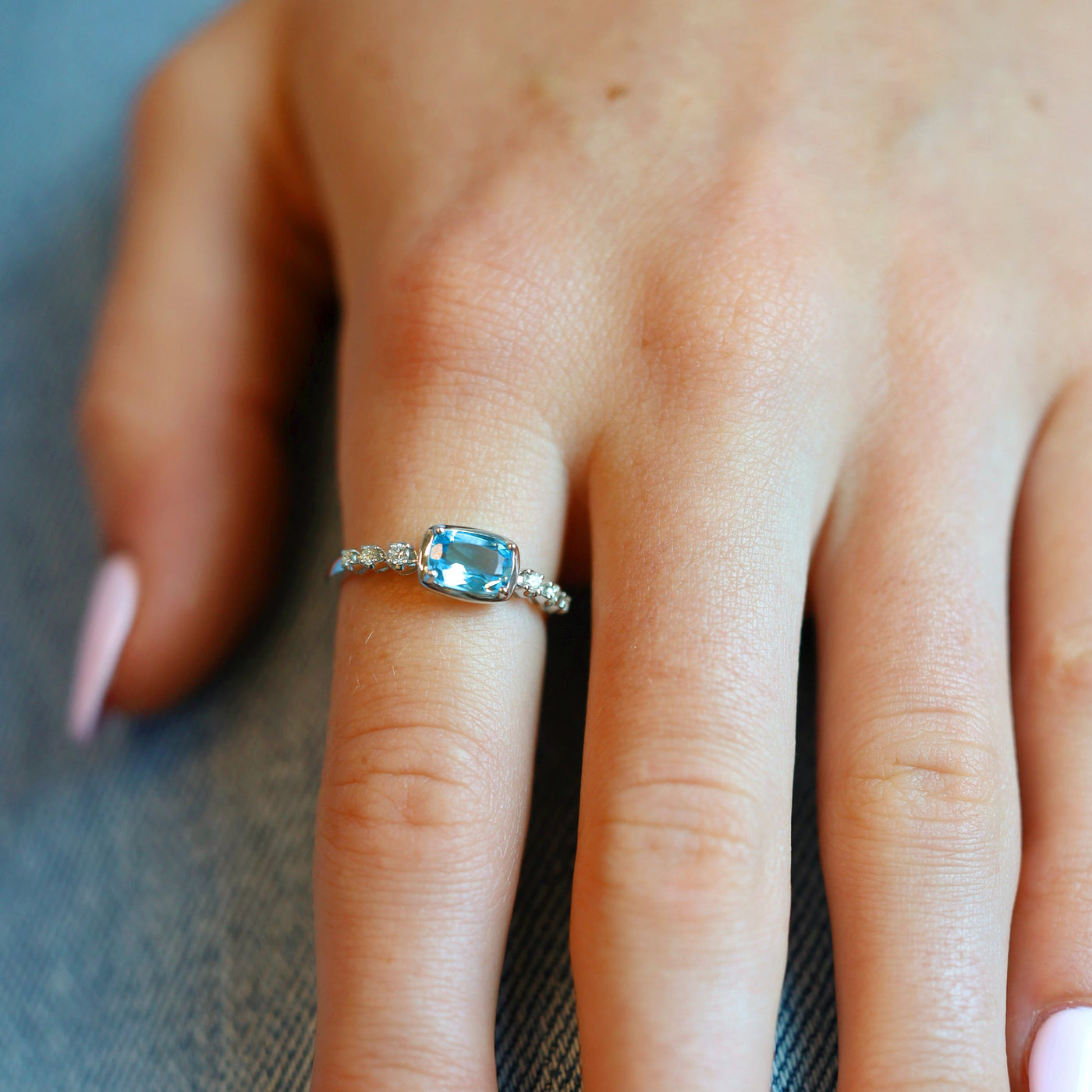 Blue Topaz & Diamond Ring