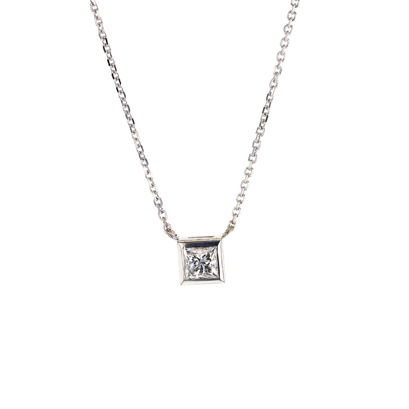 0.50 ct Diamond Princess Bezel Necklace