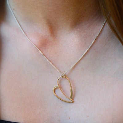 "Love You More" Heart Gold & Silver Necklace