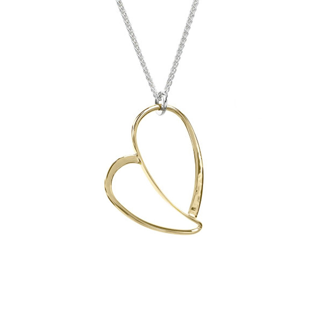 "Love You More" Heart Gold & Silver Necklace