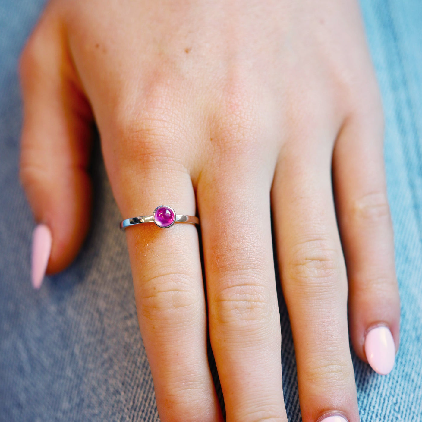 Pink Sapphire Cabochon Ring