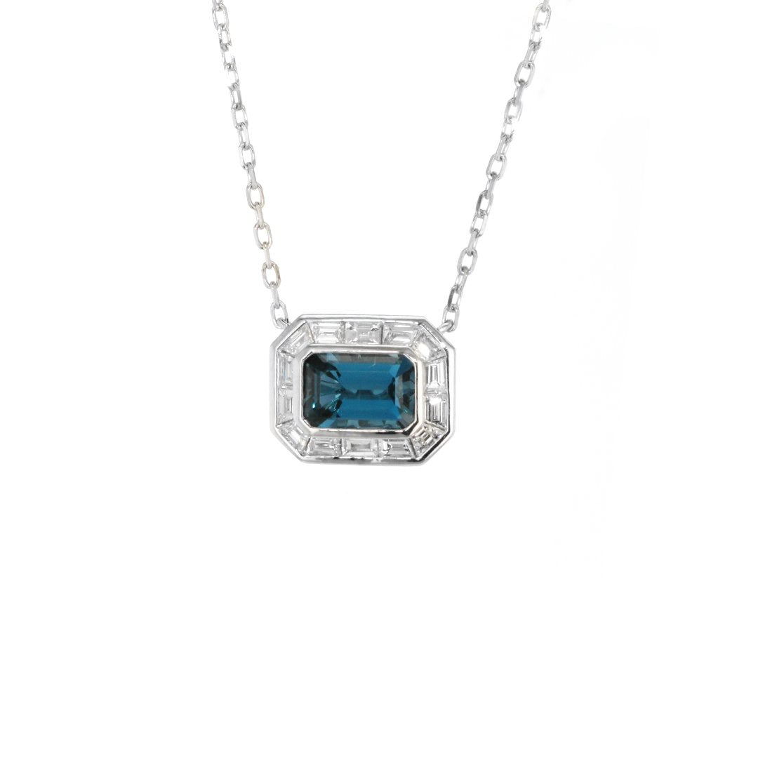 18" Blue Topaz & Diamond Necklace