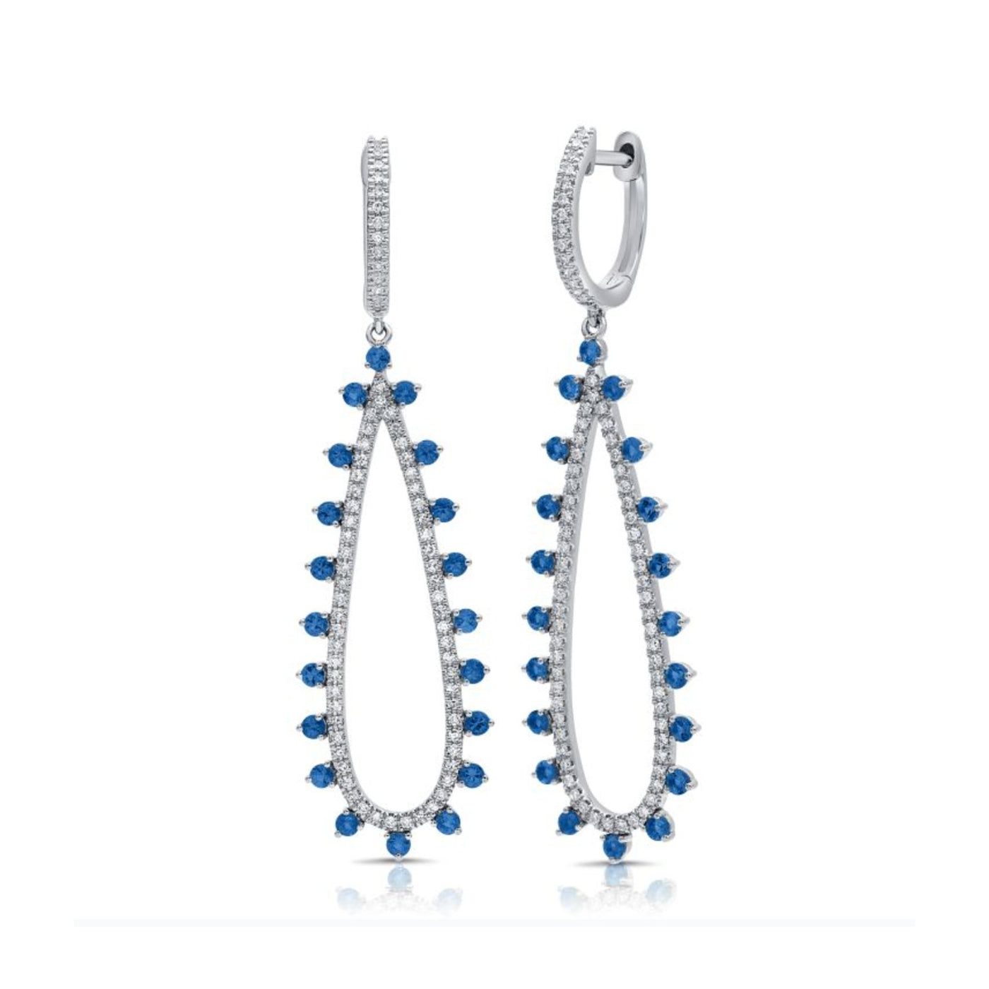 Blue Sapphrie & Diamond Drop Earrings