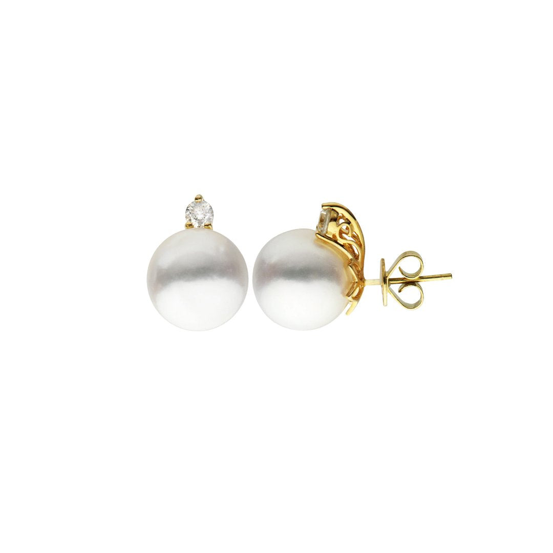 10-11MM Pearl & Diamond Earrings